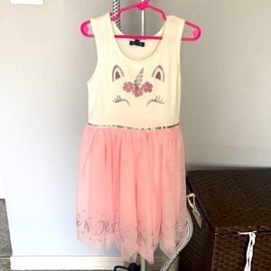 Zunie Unicorn white and pink dress
